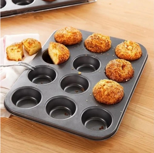 MUFFINSBRETT + 12 SILIKONFORMER
